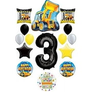 Construction Theme 3rd Birthday Party Supplies 14 pc Balloon Bouquet Decorations