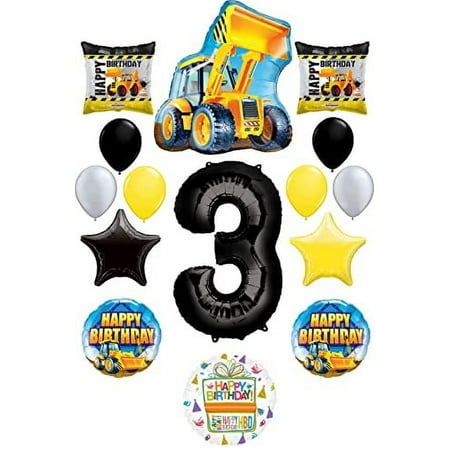 Construction Theme 3rd Birthday Party Supplies 14 pc Balloon Bouquet Decorations