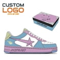 thumbnail image 1 of Gran oferta de marcas de tendencia de moda, zapatos cómodos informales de cuero personalizados para hombres, zapatillas de deporte personalizadas con suela gruesa Retro para caminar, bapes, 1 of 3