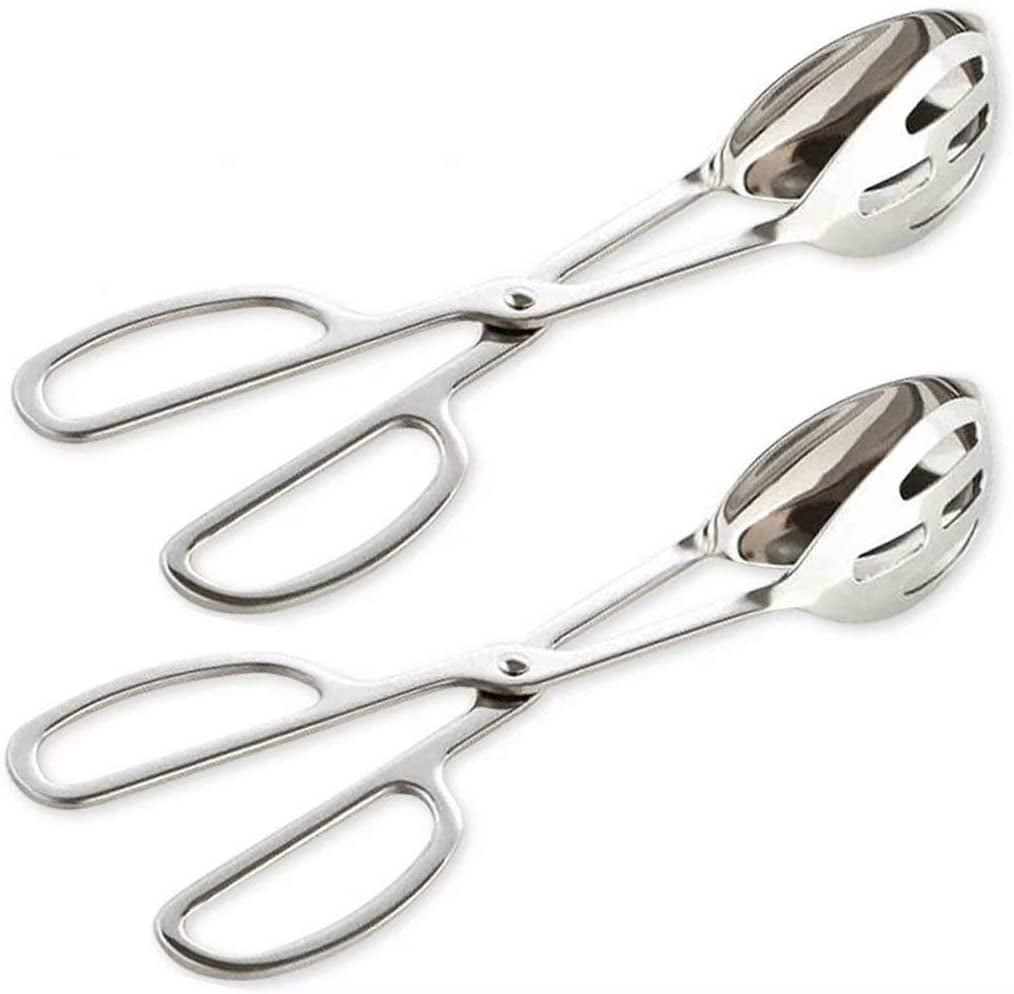2 Packs Buffet Tongs Stainless Steel Kitchen Tongs Serving Tongs Salad Tongs Cake Tongs Bread Tongs