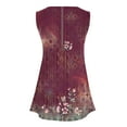 thumbnail image 6 of up to 60% off Gifts Usmixi Womens Tank Tops Beach Lightweight Fashion High Waist Pleated Hem Tunic Shirts Vest Summer Trendy Floral V-Neck Sleeveless Shirts Blouse Wine s, 6 of 6
