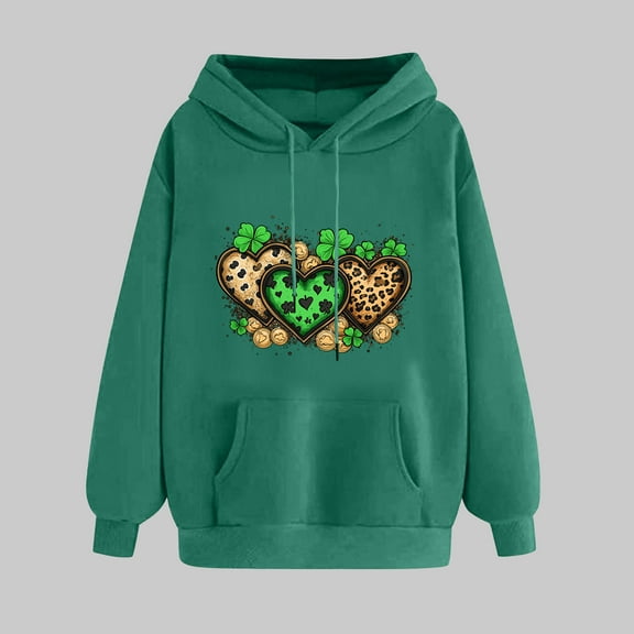 St Patricks Day Hoodie, Womens Long Sleeve Hoodies, Womens St. Patrick's Day Printed Winter Hoodie Pullover Tops Casual Long Sleeved Comfortable Hooded Sweatshirt