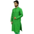 thumbnail image 3 of Atasi Ethnic Men's Long Kurta Green Bollywood Designer Shirt Wear-Large, 3 of 7