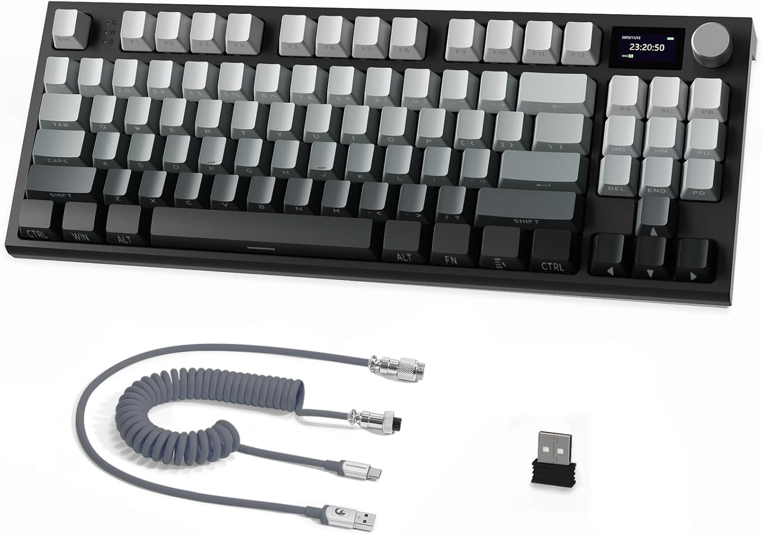 ATTACK SHARK K86 RGB 75% Wireless Gasket Mechanical Keyboard,82 Keys Hot Swappable,4000mAH Battery/CNC Knob & 1.2''HD OLED Digital Display,Custom Linear Switches& Detachable Coiled Cable