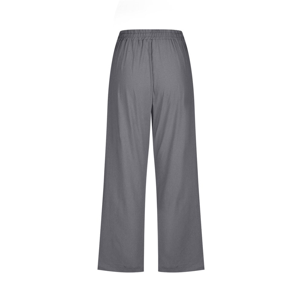 Pantalon Lin Femme Été Fluide Taille Élastique – Pantalon Large Respirant Coton Lin Chic Décontracté Yoga Plage