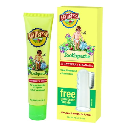 - Earth's Best Toothpaste, Strawberry & Banana, 1.6 oz. Tube