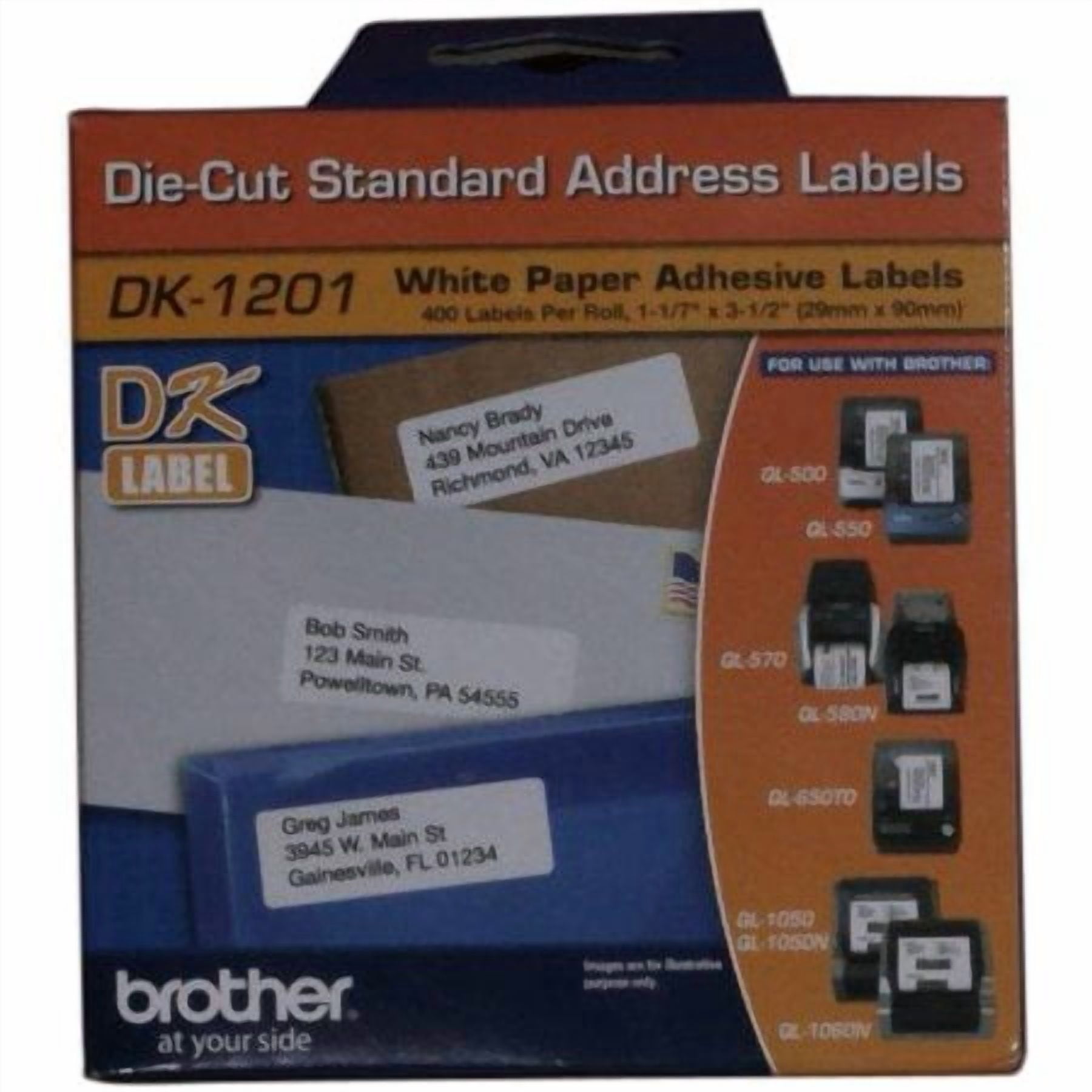 Genuine Brother DK-1201 Standard Address White Die-Cut Paper Label (400 Labels/Pkg)