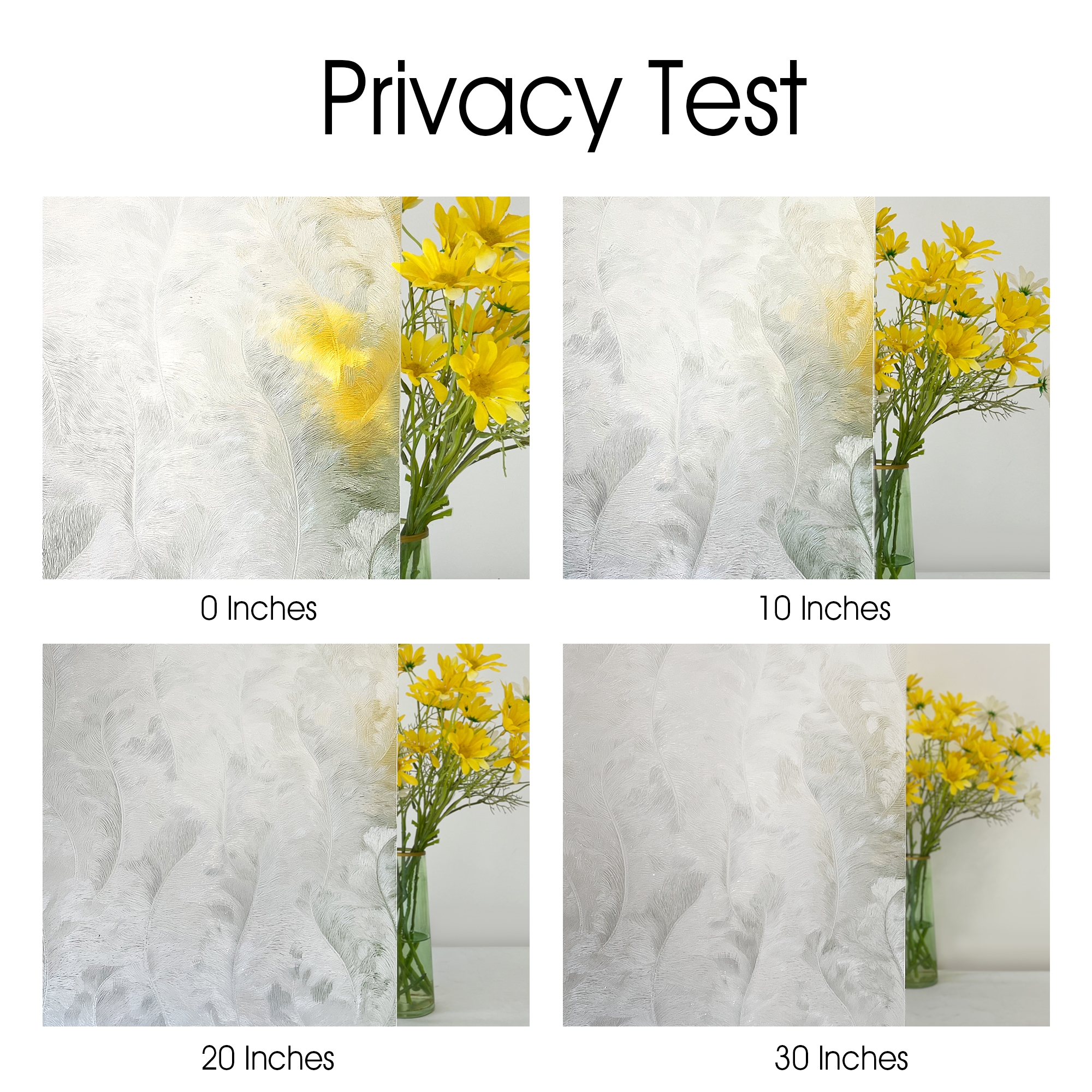 STATINT Decorative Window Privacy Film 23.6 in x 78.7 in Wavy Feather, Heat Blocking Static Cling Window Film for Home
