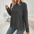 thumbnail image 3 of Women's 2024 Lightweight Sweatshirt With Side Slit Soft Crew Neck Pullover Long Sleeve Tops Fall Sweatshirts Women Zip up Hoodie Athletic Athletic Hoodies Large Womens Sweatshirt No Hood Juniors, 3 of 8