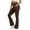 Yoga Leggings Coffee, variant on Flare Leggings for Women Crossover High Waist Yoga Pants with Pockets Bootcut Flared Leggings Workout Stretchy Bell Bottom Black XXL