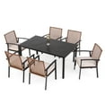 thumbnail image 2 of LAUSAINT HOME Patio Dining Set, 7-Piece Outdoor Wicker Furniture with Rectangular Table and 6 Chairs, Brown, 2 of 7