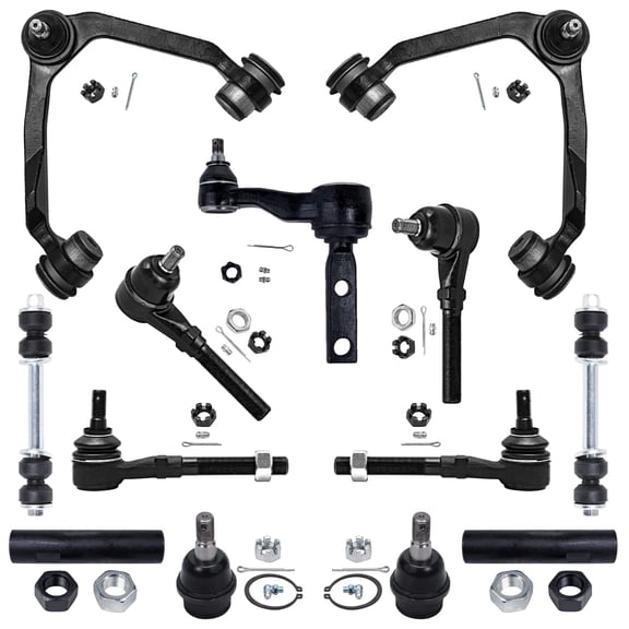 Detroit Axle - Front 13pc Suspension Kit for Ford F-150 F-250 Expedition Lincoln Navigator, 2 Upper Control Arm 2 Lower Ball Joints 2 Sway Bars 4 Tie Rods & 2 Sleeves 1 Idler Arm Replacement