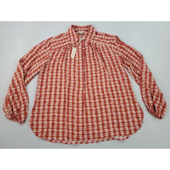 new MAX STUDIO women shirt long sleeve top 2706G33 SNSCRCSF red buttons S $88