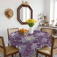 thumbnail image 3 of Purple Snowflake Christmas Table Cloth Waterproof Tablecloths, Xmas Snowflake Winter Tablecloth Dining Table Cover for Kitchen Party Tabletop Outdoor, Square Tablecloth 54x54 Inch, 3 of 9