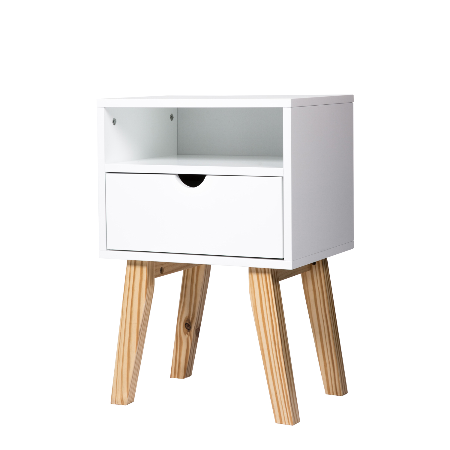 Kinbor Side End Table Nightstand Bedroom Living Room Table Cabinet Drawer Storage Mid Century Accent Wood Furniture White Wooden Walmart Com Walmart Com