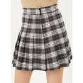 thumbnail image 3 of A2Y Women's Check Plaid Print Zipper School Pleated Skirts Black S, 3 of 3