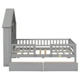 thumbnail image 4 of House Platform Bed with Storage Headboard, Solid Wood Twin Size Platform Bed Frame with Fence Guardrails & 2 Drawers, Multifunctional Daybed Sofa Bed for Living Room Bedroom, No Box Spring Needed Gray, 4 of 7
