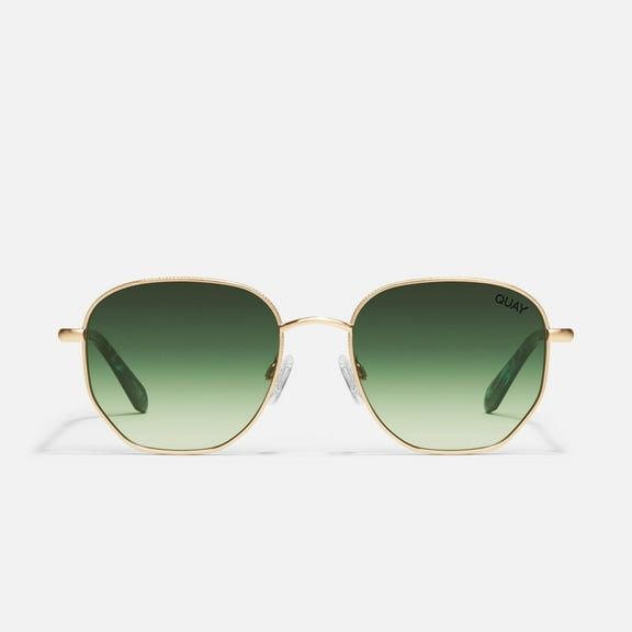 Quay Australia Big Time Textured Sunglasses Brown Gold Emerald
