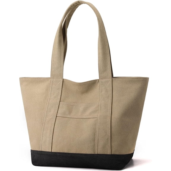 Yardly Canvas Tote Bag for Women A4 Large Capacity Handbag with Zipper Shoulder Hobo Bag for Shopping Travel Work