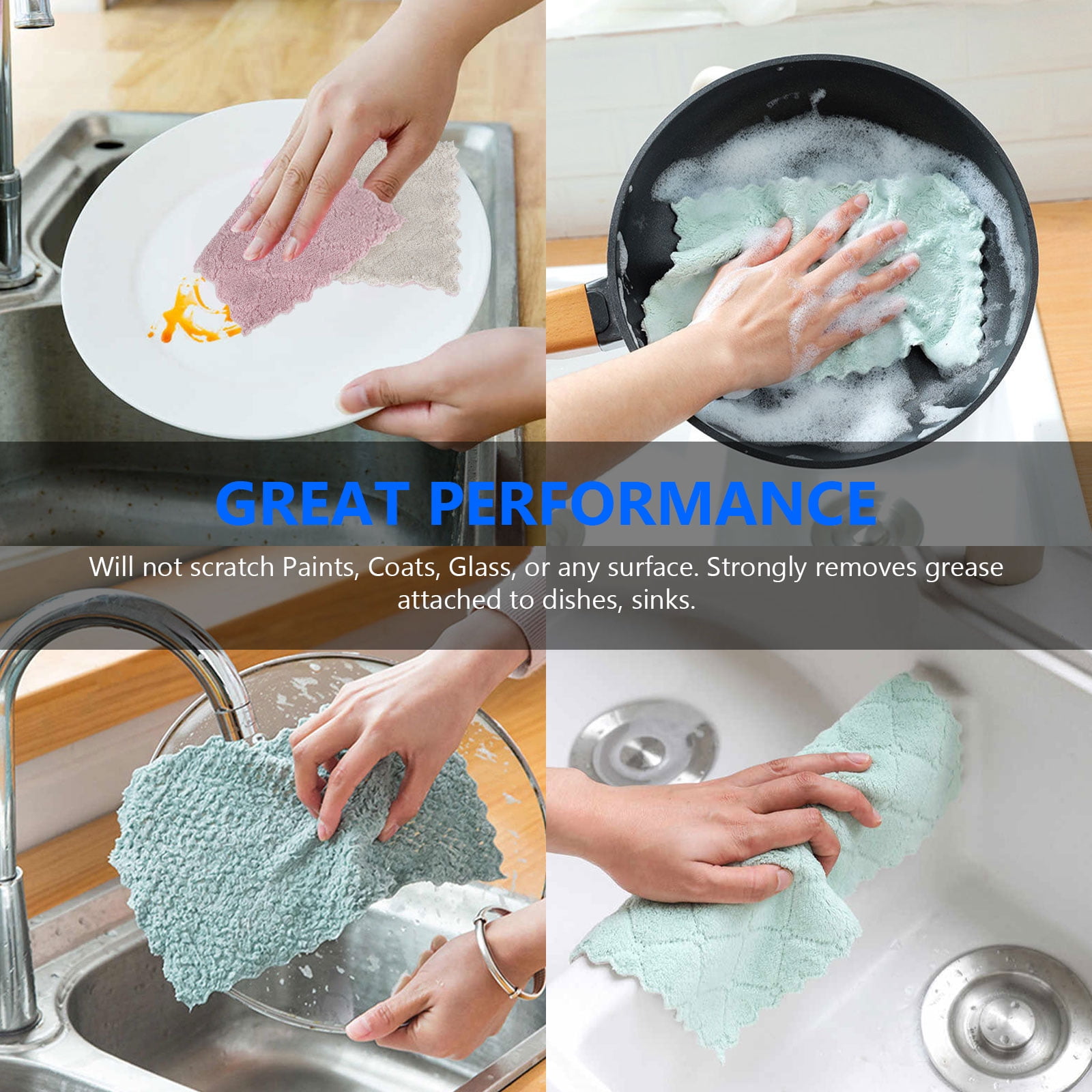 10pcs Multifunction Cleaning Cloth,Kitchen Dishcloth , Dish Cloths For Washing  Dishes