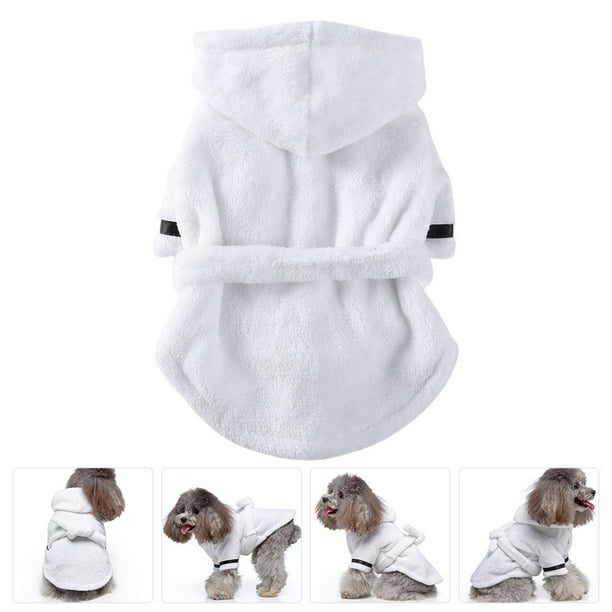 CHICHUMID Adorable White Polyester Dog Bathrobe Comfortable Supple Pet Bathrobe for Daily Wear