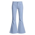 thumbnail image 3 of RTKFRFLM Kids School Uniform Bootcut Flared Pants Solid Color Casual Double Pocket Trousers for Back to School Clothes for Girls, 3 of 7