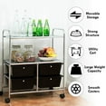 thumbnail image 6 of CRXX Rolling Storage Cart w/ 4 Drawers 2 Shelves Metal Rack Shelf Home Office School Beauty Salon Utility Organizer Cart with Wheels (Black), 6 of 9