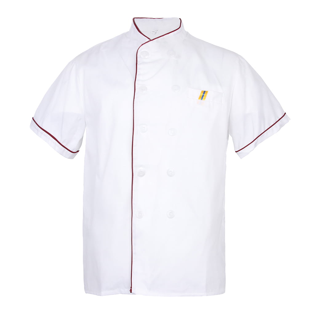 Chefs Men's Stylish Unisex Chef Uniform Short Sleeve Coat Jacket Comfortable 