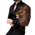 thumbnail image 3 of Camisa hawaiana de manga larga para hombre, camisa social de playa 2024, forro de alta gama para hombre, camisa estampada en 3D, clase de oposición en blanco y negro, 3 of 5
