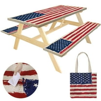 Picnic Table Cover with Bench Covers, 6FT Waterproof Windproof Picnic Table Cover, Camping Tablecloth with Carry Bag, Fitted Elastic Rectangle Table and Seat Covers for Patios, Yards, Seasides