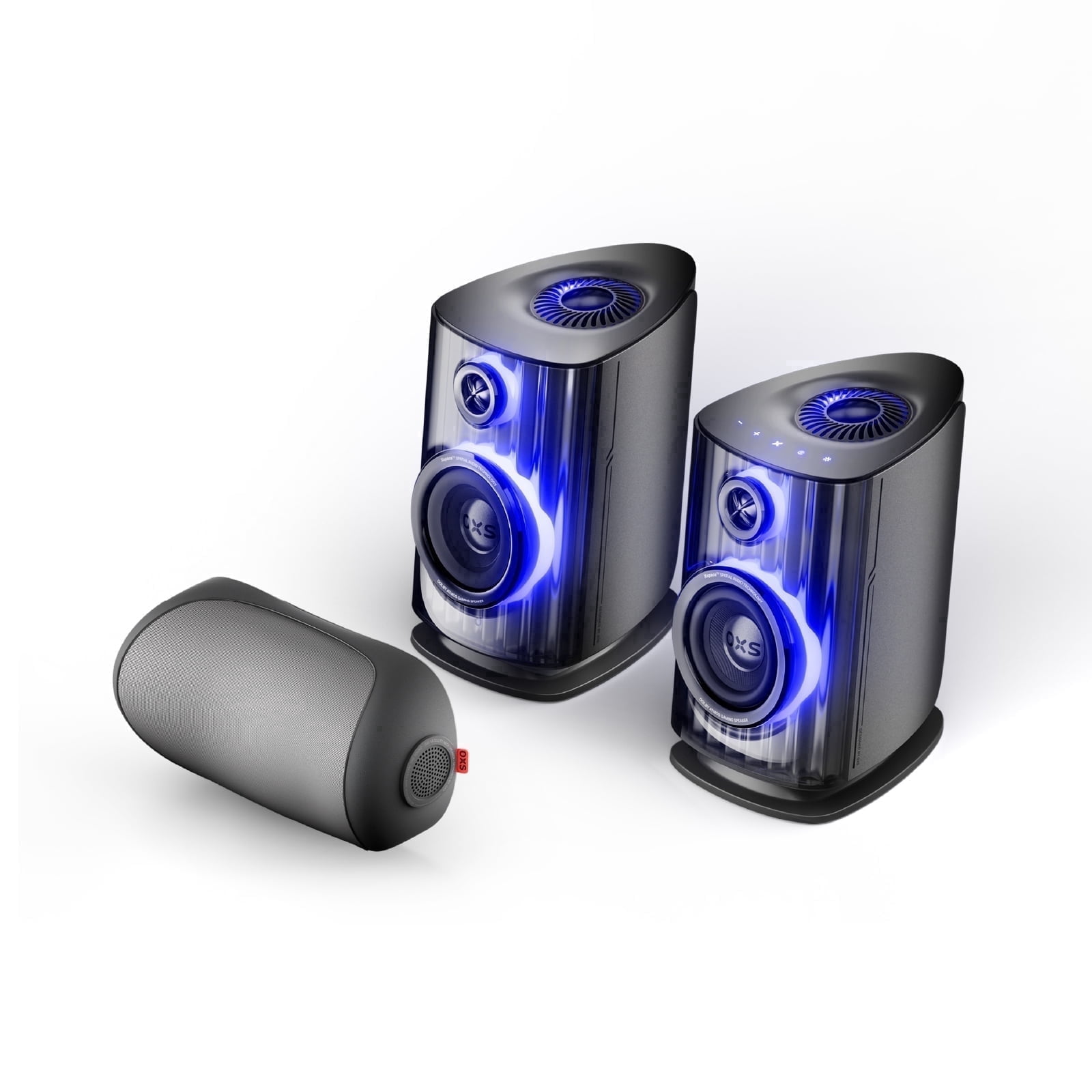 OXS Thunder Duo X Gaming Speaker System with Dolby Atmos, 5.1.2ch, 2 Bookshelf Speakers and 1 Neck Speaker, Studio-Grade Audio, Dynamic RGB, Multi EQ Modes, App Custom, HDMI 2.1, USB-C, Bluetooth