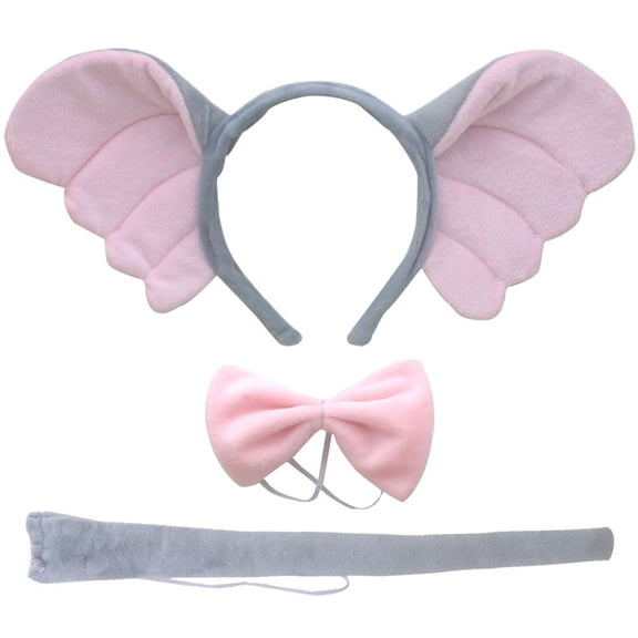 Vjnyvs Elephant Ears Headband Bowtie Tail Set Animal Theme Party Photo Prop