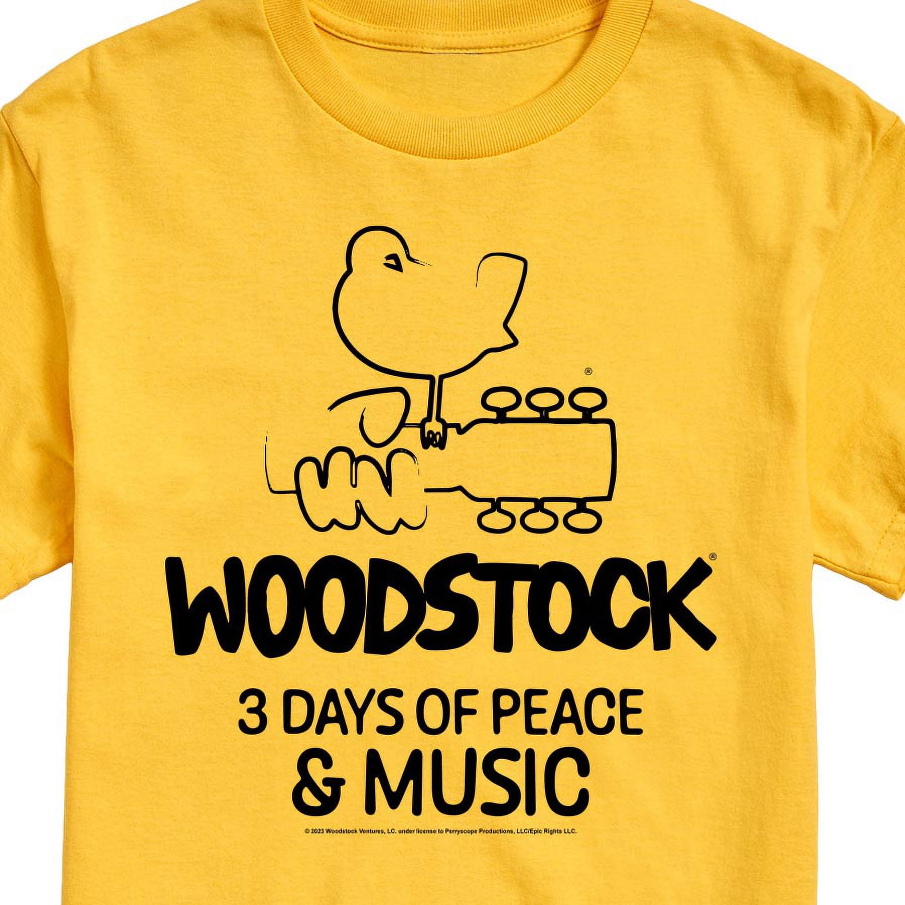Woodstock - 3 Days of Peace & Music - Outline Drawing - Men's Short Sleeve  Graphic T-Shirt
