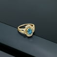 thumbnail image 4 of Gem Stone King 1.87 Ct Oval London Blue Topaz 18K Yellow Gold Plated Silver Art-Deco Ring (Size 7), 4 of 4
