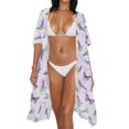 thumbnail image 3 of HELLHERO Butterfly Lavender Bathing Suit Cover Up Polyester Breathable Free Size Long Kimono Swimsuit Cover Up for Mom, 3 of 6