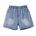 thumbnail image 3 of Ticikt Boys Ripped Raw Hem Denim Shorts Elastic Waist Straight Leg Jean Shorts Casual Summer Skort,Color:Blue,Size:12-18 Months, 3 of 9