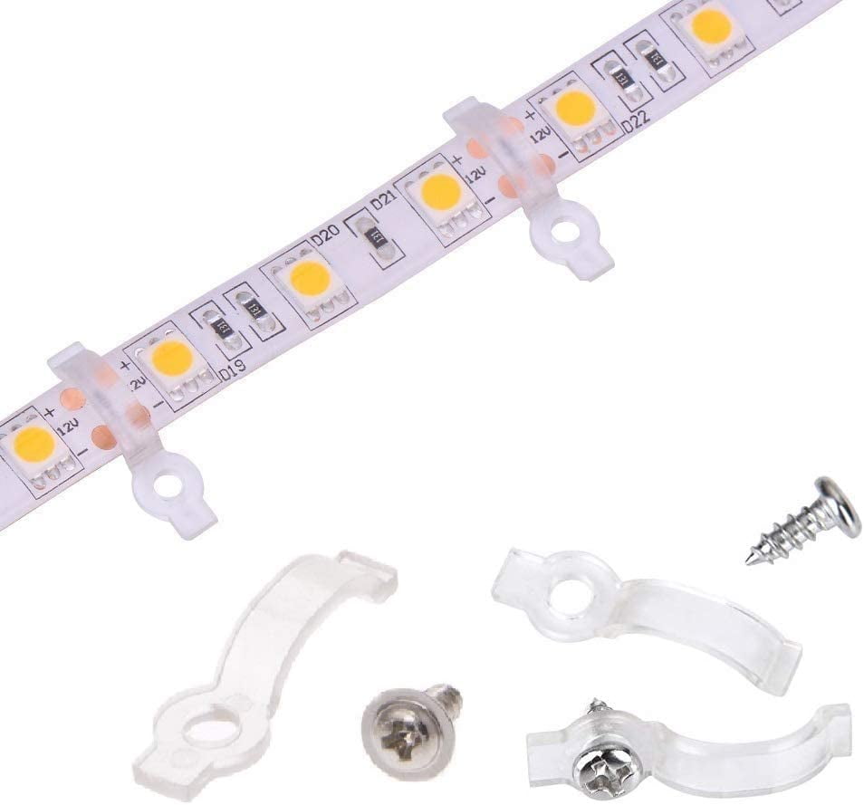 100 Pack LED Strip Light Brackets, Fixing Clips with 100 Screws Included (Ideal for Wide IP65 Waterproof Lights) - Walmart.com