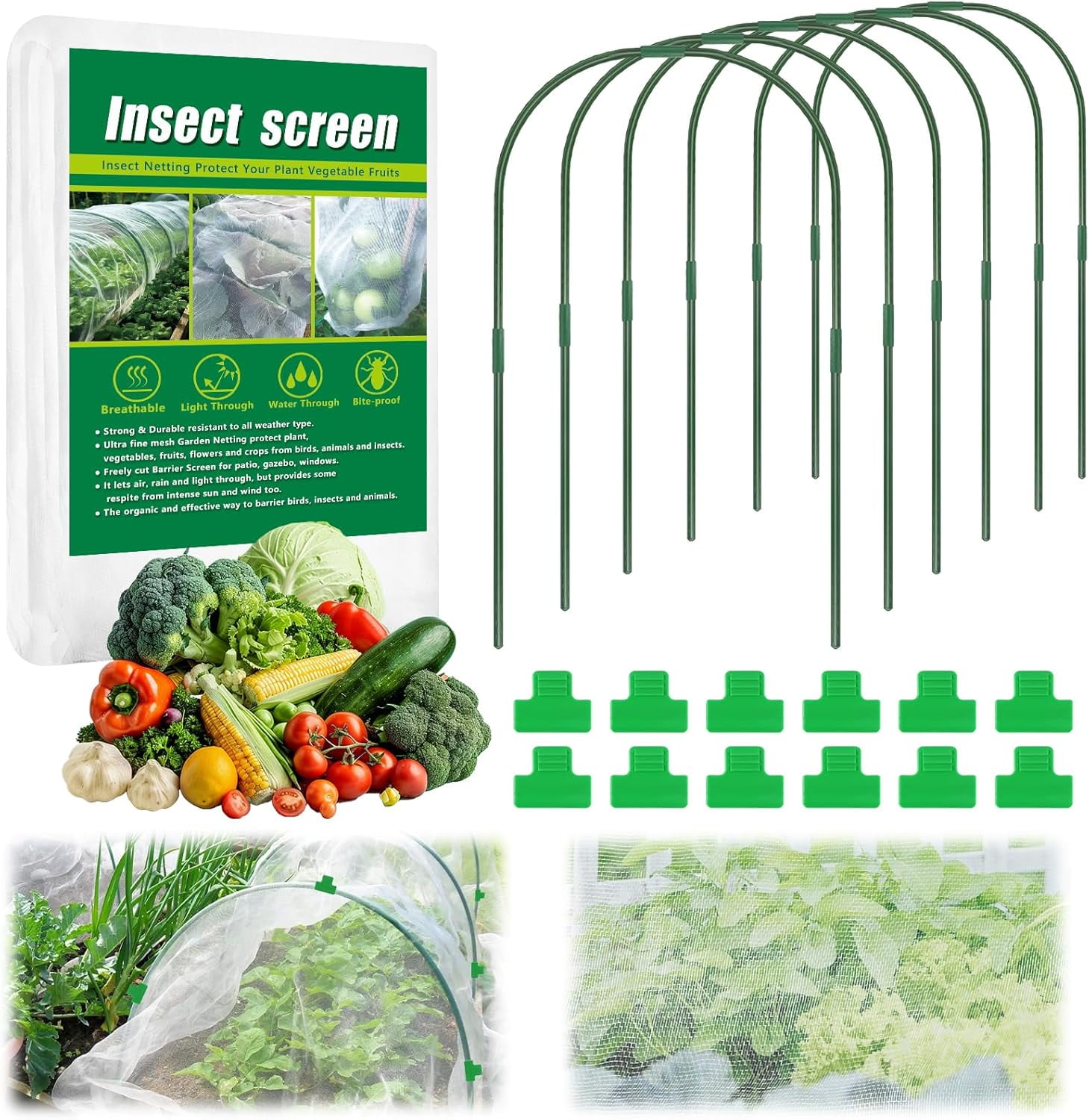 10 X 50 FT Thicker Garden Mesh Netting Pest Barrier for Raised Beds, Black Fruit Tree Netting for Cicadas, Bird Insect Blueberry Bush Strawberry Netting Cover for Garden Protection, Shading Rate 30%
