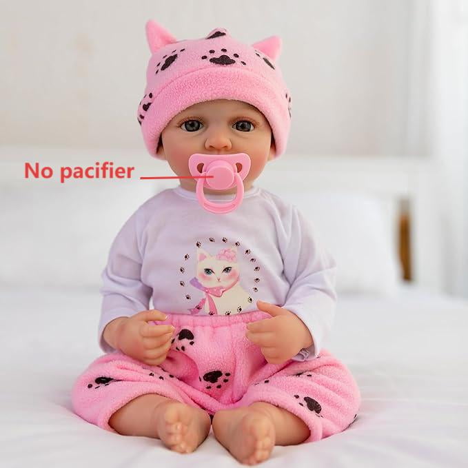 18 Inch Realistic Reborn Baby Doll, Soft Weighted Baby Doll, Lifelike Newborn with Rooted Hair(No Accessories)