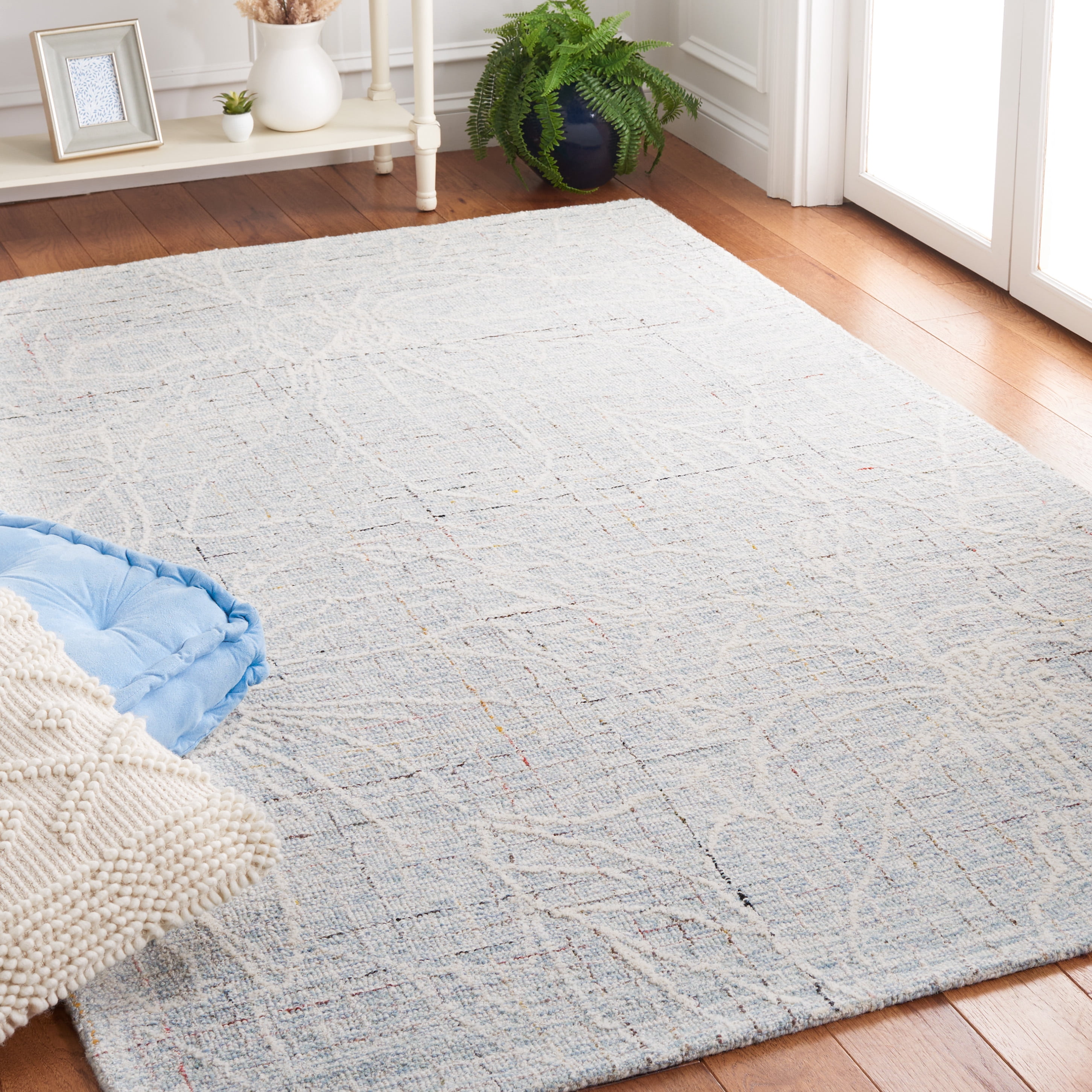SAFAVIEH Metro Wade Floral Area Rug, Blue/Ivory, 6' x 6' Square