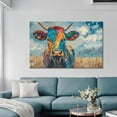 thumbnail image 4 of HFDF Cow Pictures Wall Art Large Abstract Animals Painting Farmhouse Canvas Prints Artwork Modern Oil Painting Style Colorful Cattle Posters for Living Room Decor Ready to Hang- 24x16inch Framed, 4 of 6