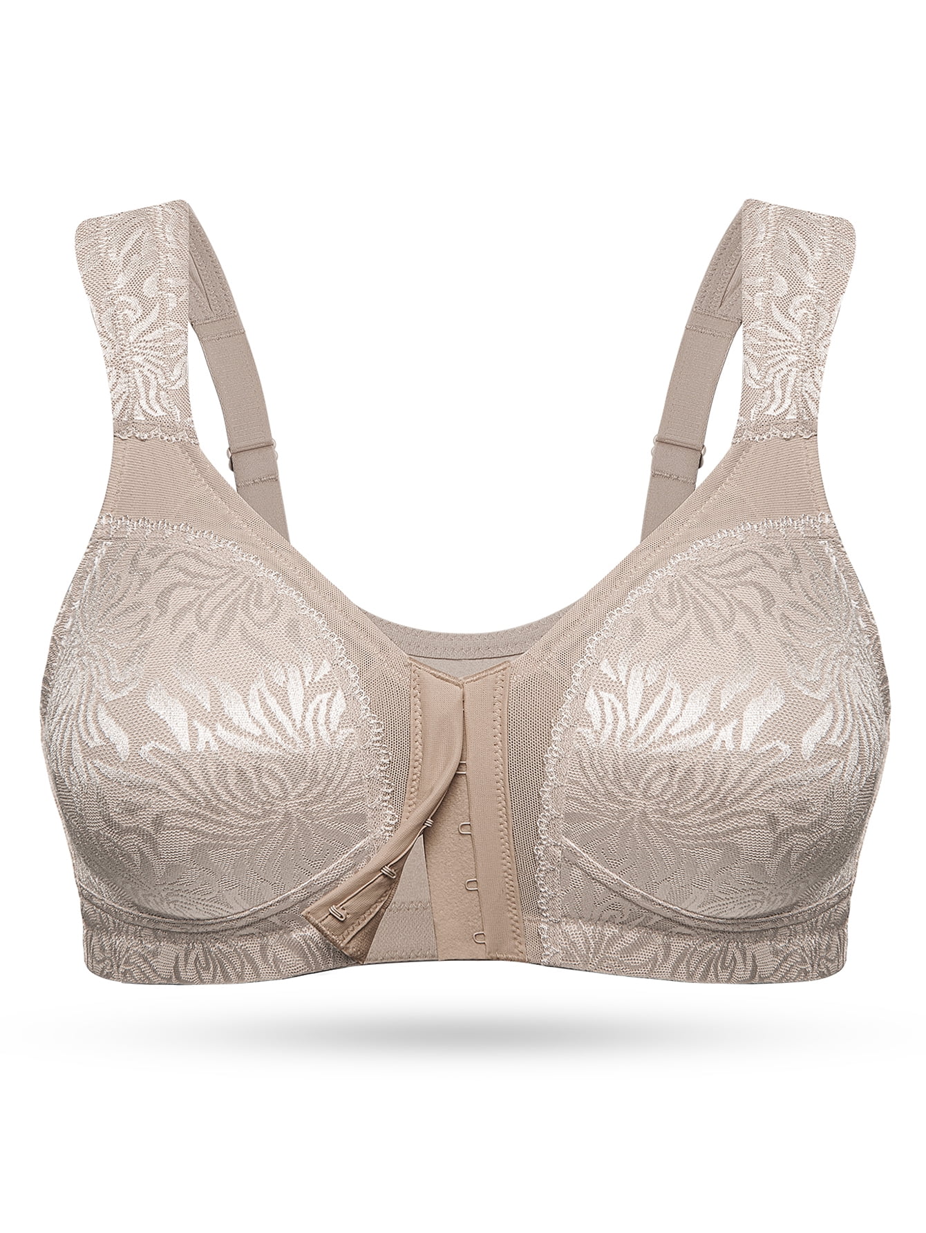 Deyllo Women Plus Size Minimizer Bras Front Closure Full Coverage Bras No Underwire Unlined Comfort Brown Bras Clothes Size 40DD