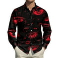 thumbnail image 5 of Domuza Button Up Shirt Men Long Sleeve Halloween Novelty Spooky Print Loose Fit T-Shirts Lightweight Casual Collared Blouse for Halloween Party Red 2XL, 5 of 7