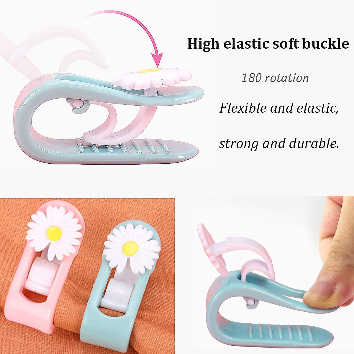 6 Pinces à Couette élastiques Sans Aiguille | Fixation Housse De Couette, Couverture Et Matelas | Design Antidérapant - 3