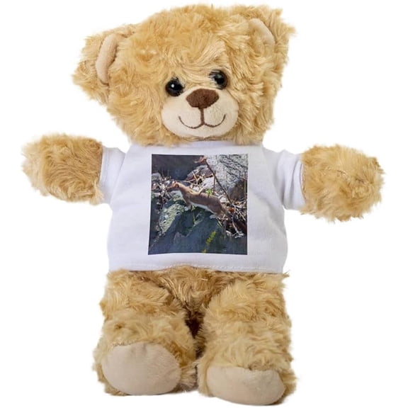Furry Weasel Teddy Bear, Gift Stuffed Animal, Plush Teddy Bear with Tee, Welcoming Baby Gift, Gift for Her, Gift for Newborn, Cute Birthday Christmas Basket Gift Idea