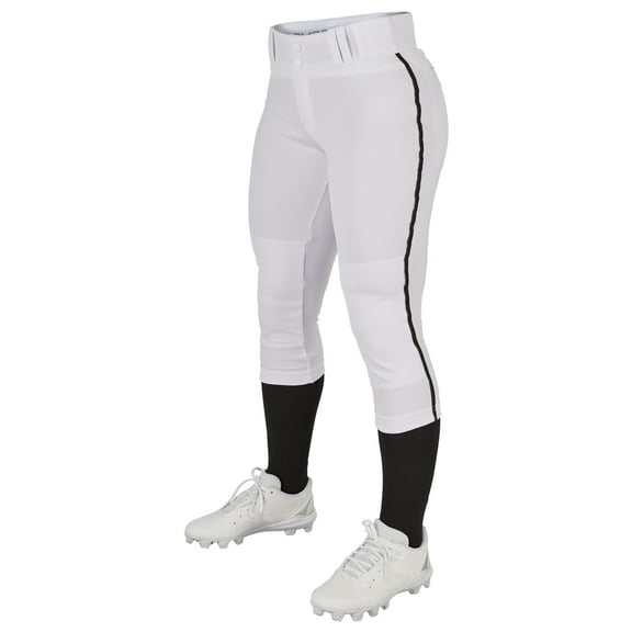 Champro Tournament Low Rise Piped Pants: BP11P White/Black / Youth Large