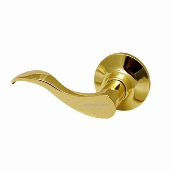Prelude Dummy Left Lever Door Lock with Knob Handle Lockset, Polished Brass