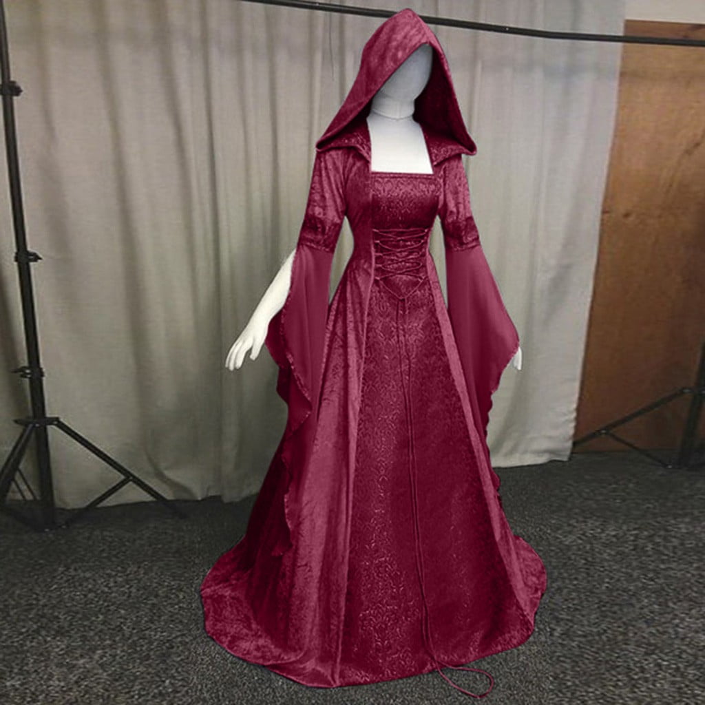 Victorian Ball Gown Costume with Hood and Train UK Ubuy