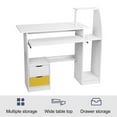 thumbnail image 4 of Neinkie Computer Desk with 2 Drawers and 3 Hutch Shelves, Home Office Desk with Wide Desktop and Keyboard Drawer, Wood Executive Desk Writing Study Table PC Desk for Bedroom, White, 4 of 8