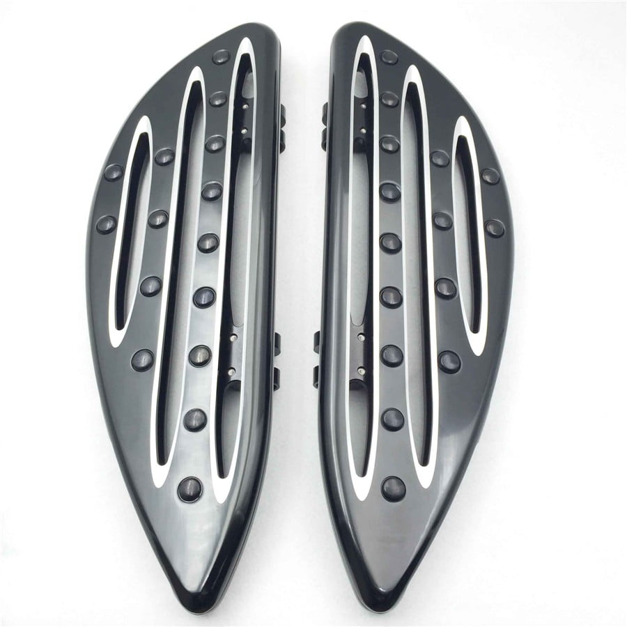 Chrome CNC Edge Cut Driver Stretched Floorboards For Harley Fatboy Road